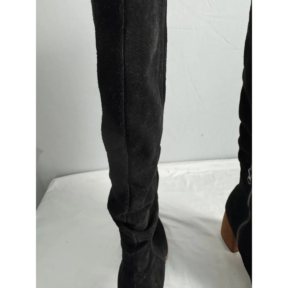 Kork-ease black Suede‎ Square Toe Slouchy Knee High Boots Size 9M
